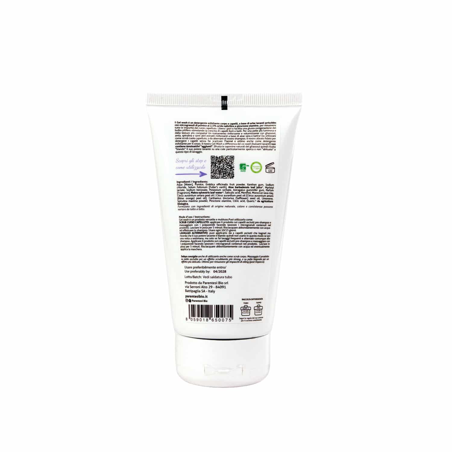 Gel-Wash Rinforzante e Volumizzante con Rassolu (o Ghassoul), Amla, Spirulina e Katira